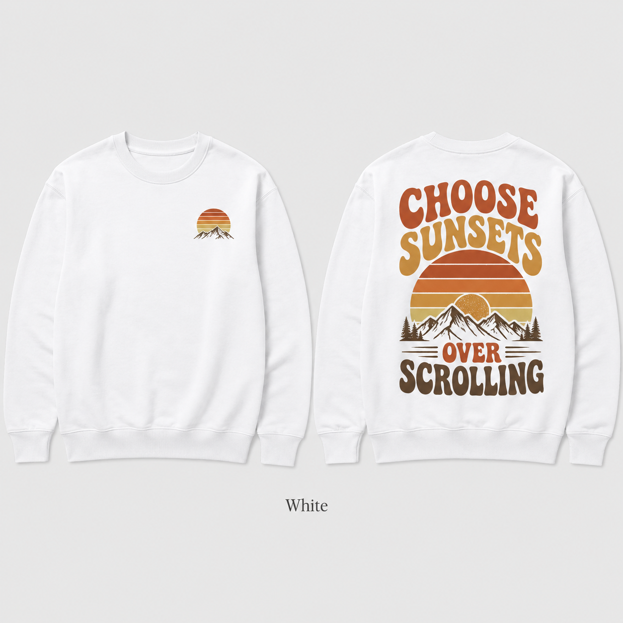 Choose Sunsets Over Scrolling — Retro Sunset Sweatshirt