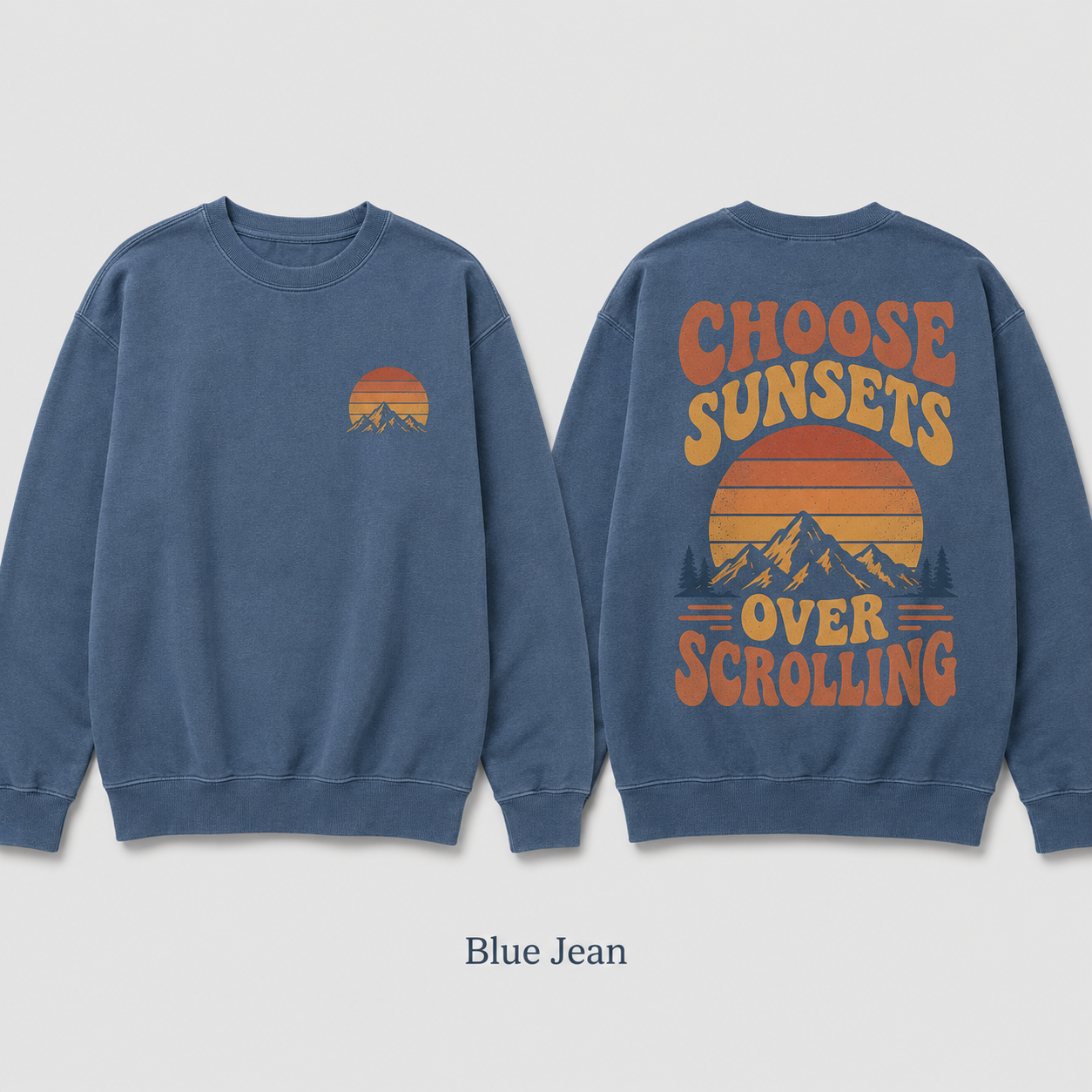 Choose Sunsets Over Scrolling — Retro Sunset Sweatshirt