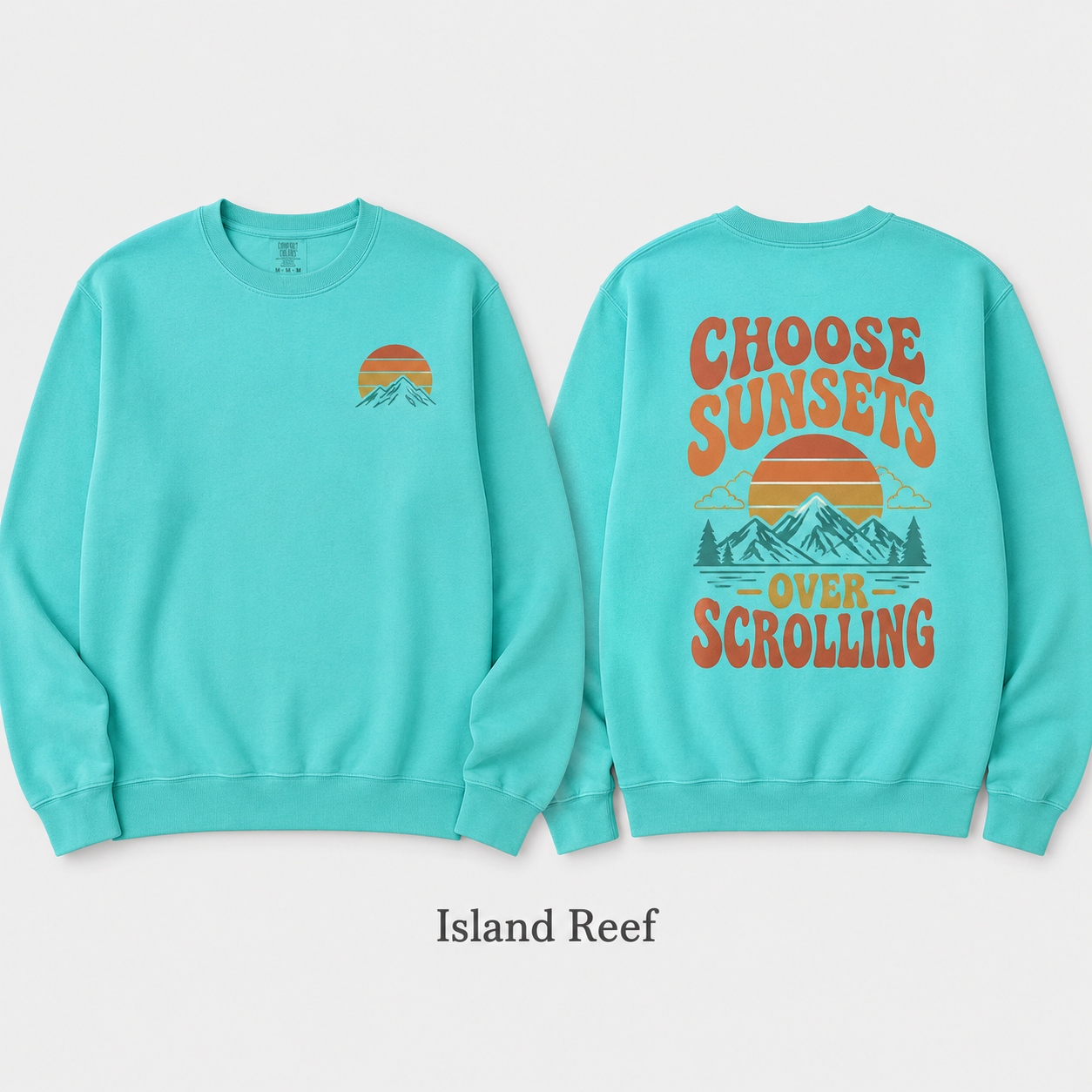 Choose Sunsets Over Scrolling — Retro Sunset Sweatshirt