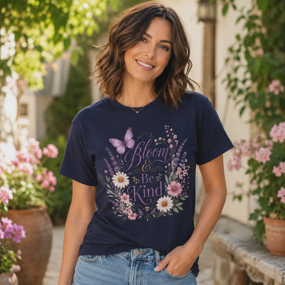 Bloom & Be Kind - Butterfly Lavender Tee