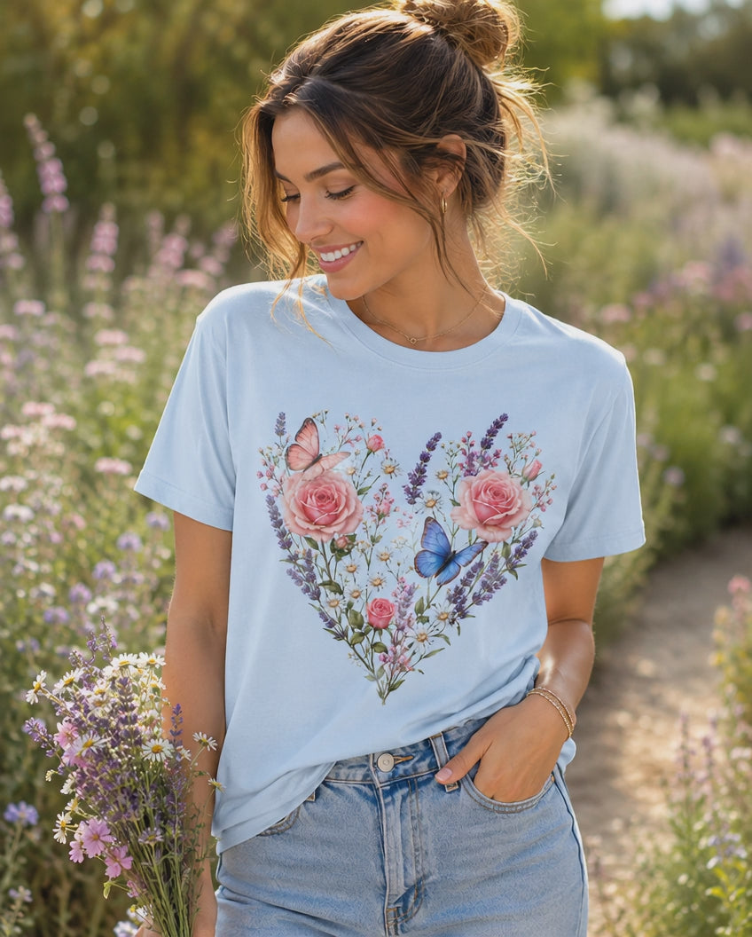 Wildflower Heart - Floral & Butterfly Botanical Tee