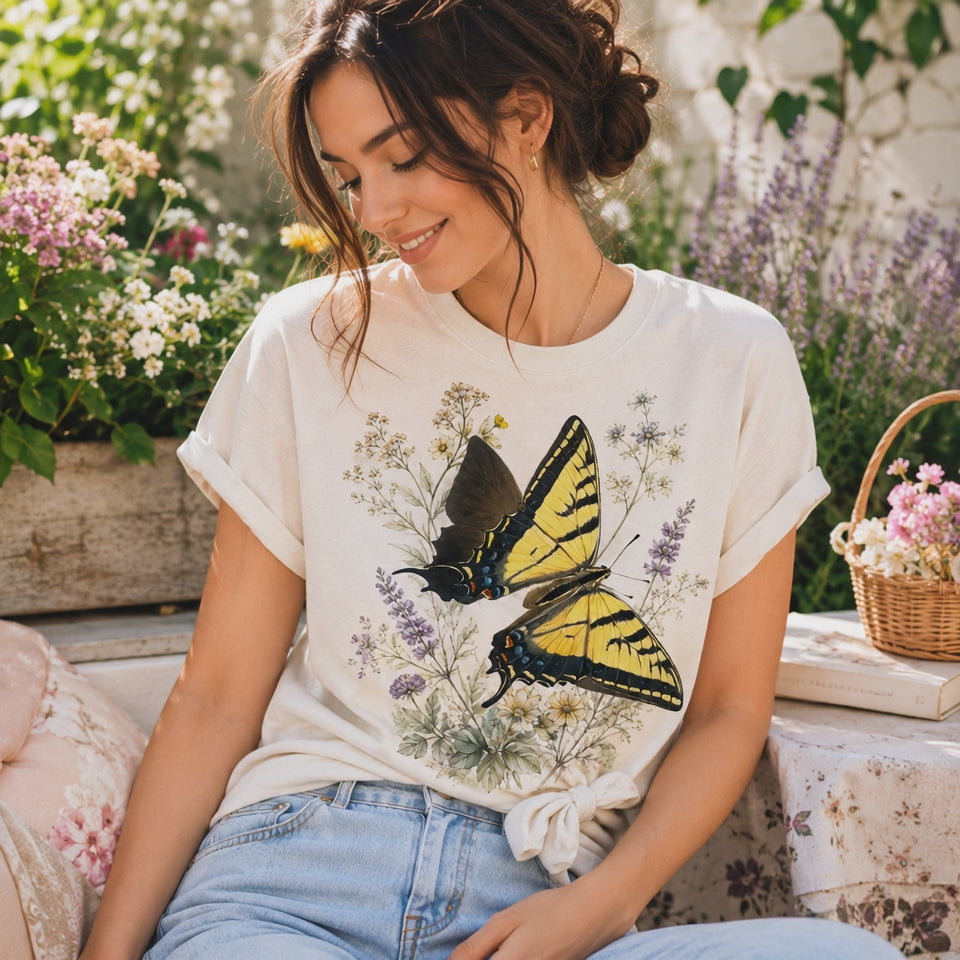 Swallowtail Butterfly - Botanical Wildflower Tee