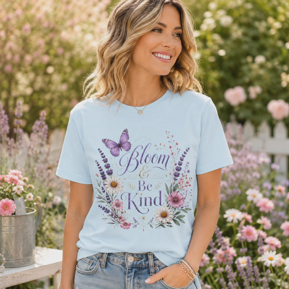 Bloom & Be Kind - Butterfly Lavender Tee